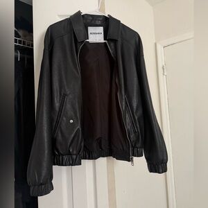 Bershka Women's Black Bomber Jacket